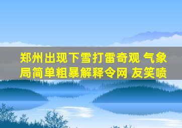 郑州出现下雪打雷奇观 气象局简单粗暴解释令网 友笑喷